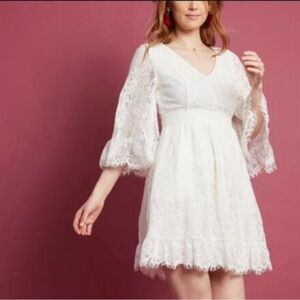 Modcloth Through The Blue Bells Dress Lace Bell Sleeves Size 2x Romantic Wedding